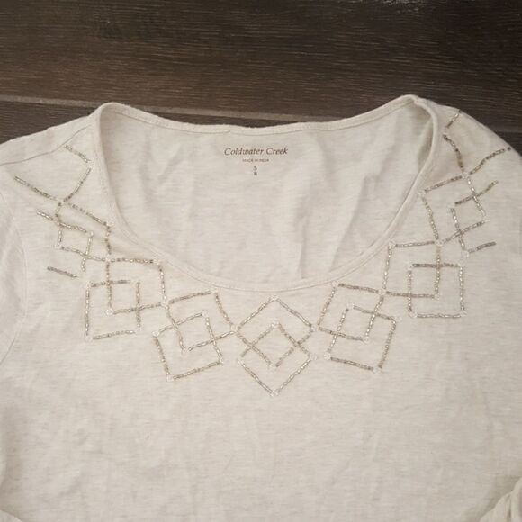 COLDWATER CREEK Beaded Cotton Shirt - Size Small‎ - Picture 3 of 7